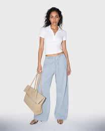 Pinstripe Draw Denim Trouser