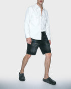 Salopette corta in denim nero