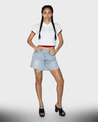 Offset Denim Skirt