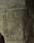 Pantalones Vaqueros de Orillo Oliva de 14oz