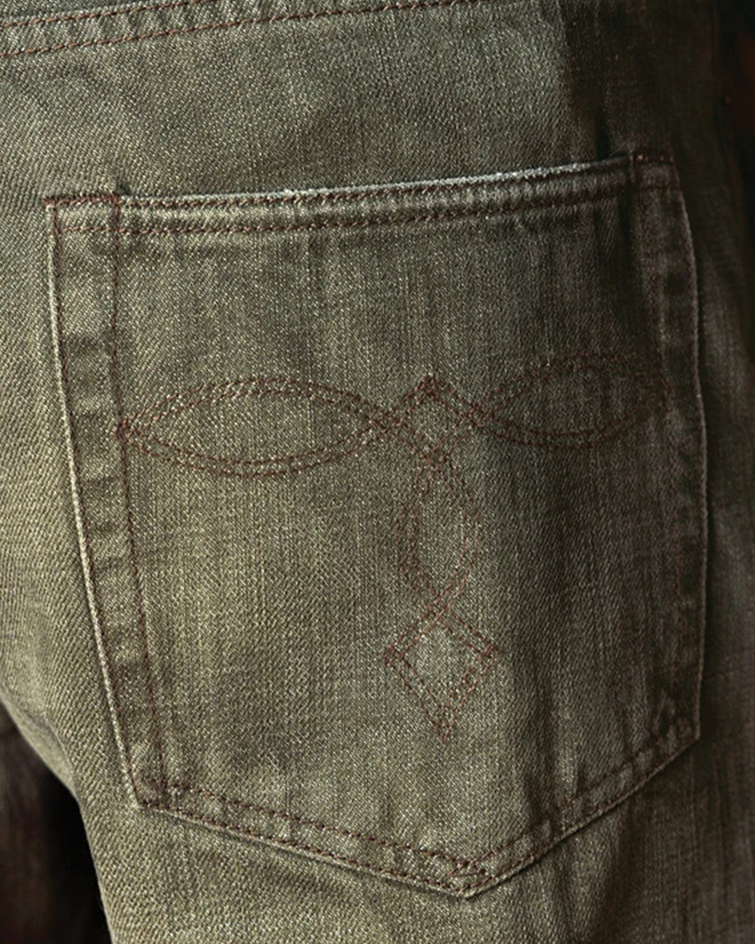 Pantalones Vaqueros de Orillo Oliva de 14oz