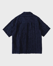 Navy Jacquard Stripe Shirt