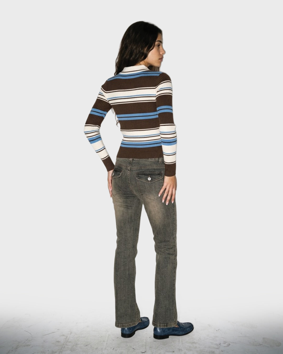 Mocha Stripe Knit Cardigan