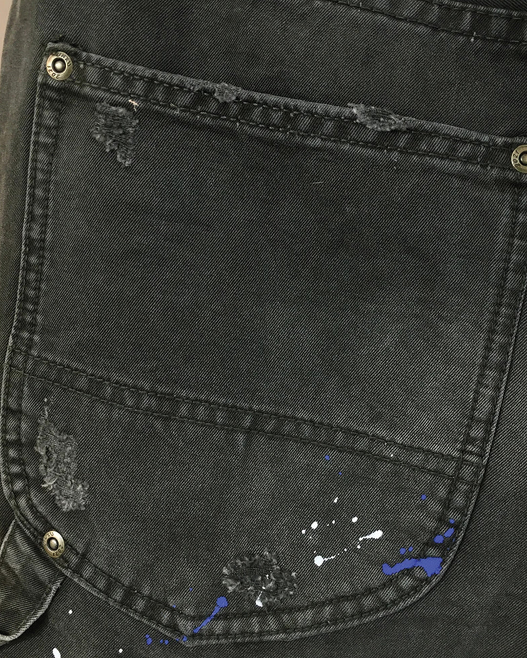 Salopette corta in denim nero