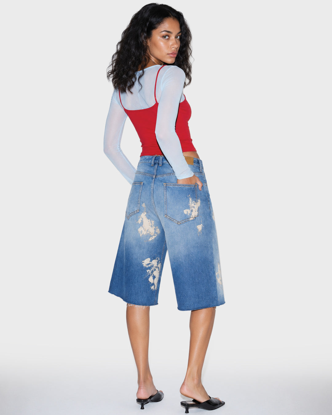 Splatter Wash Denim Short