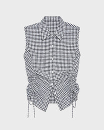 Ruched Gingham Blouse