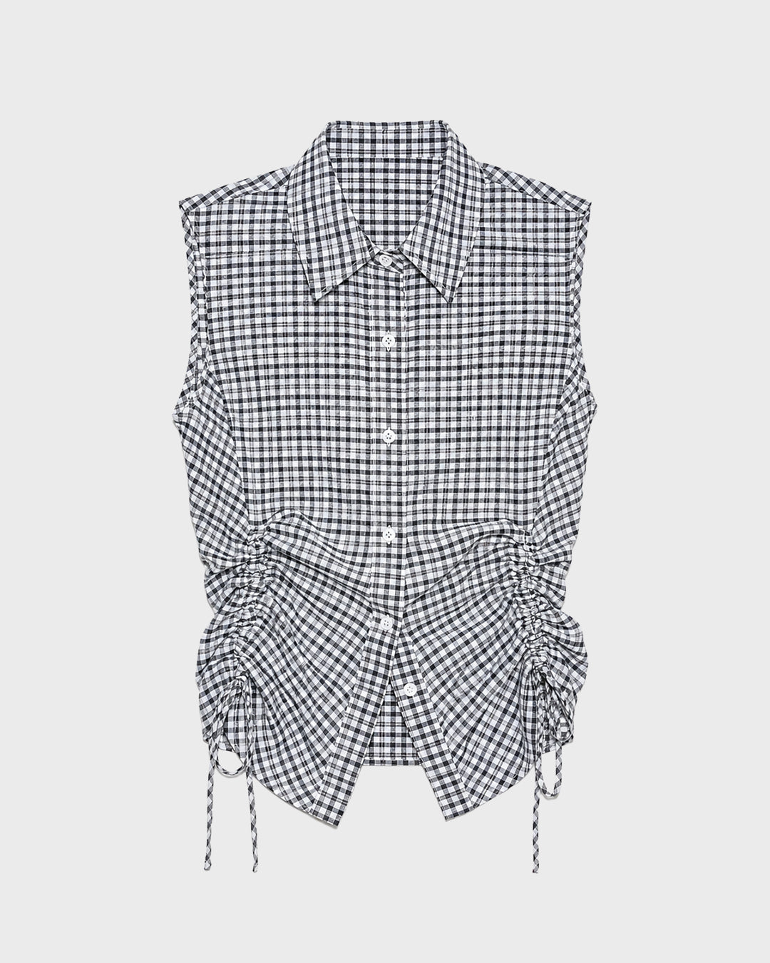 Ruched Gingham Blouse