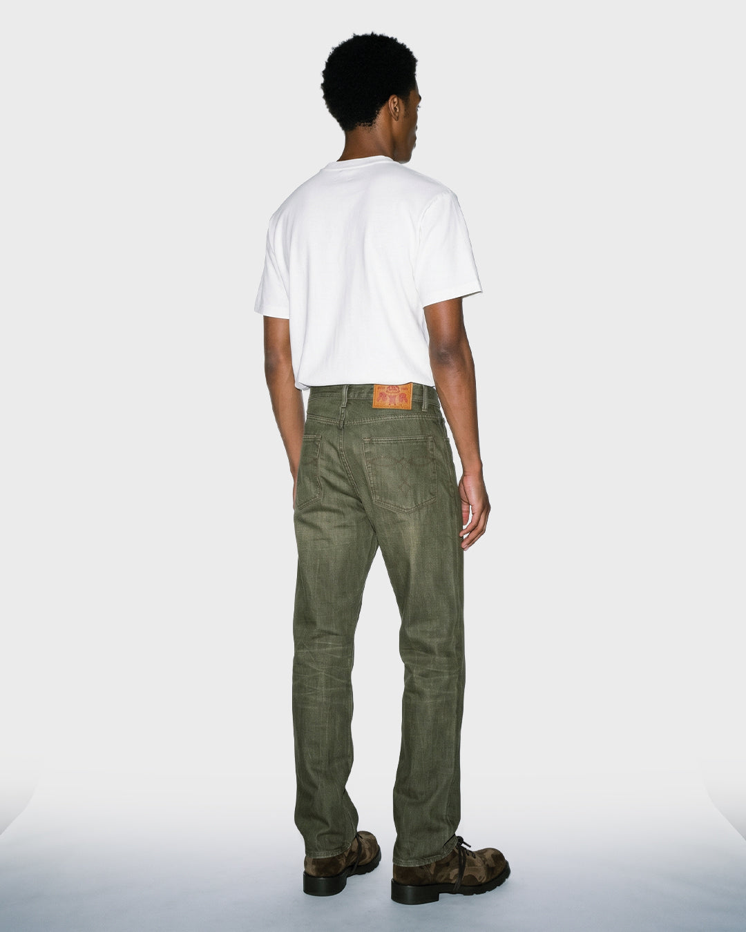 Pantalones Vaqueros de Orillo Oliva de 14oz