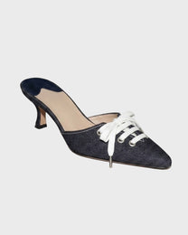 Denim Kitten Mule