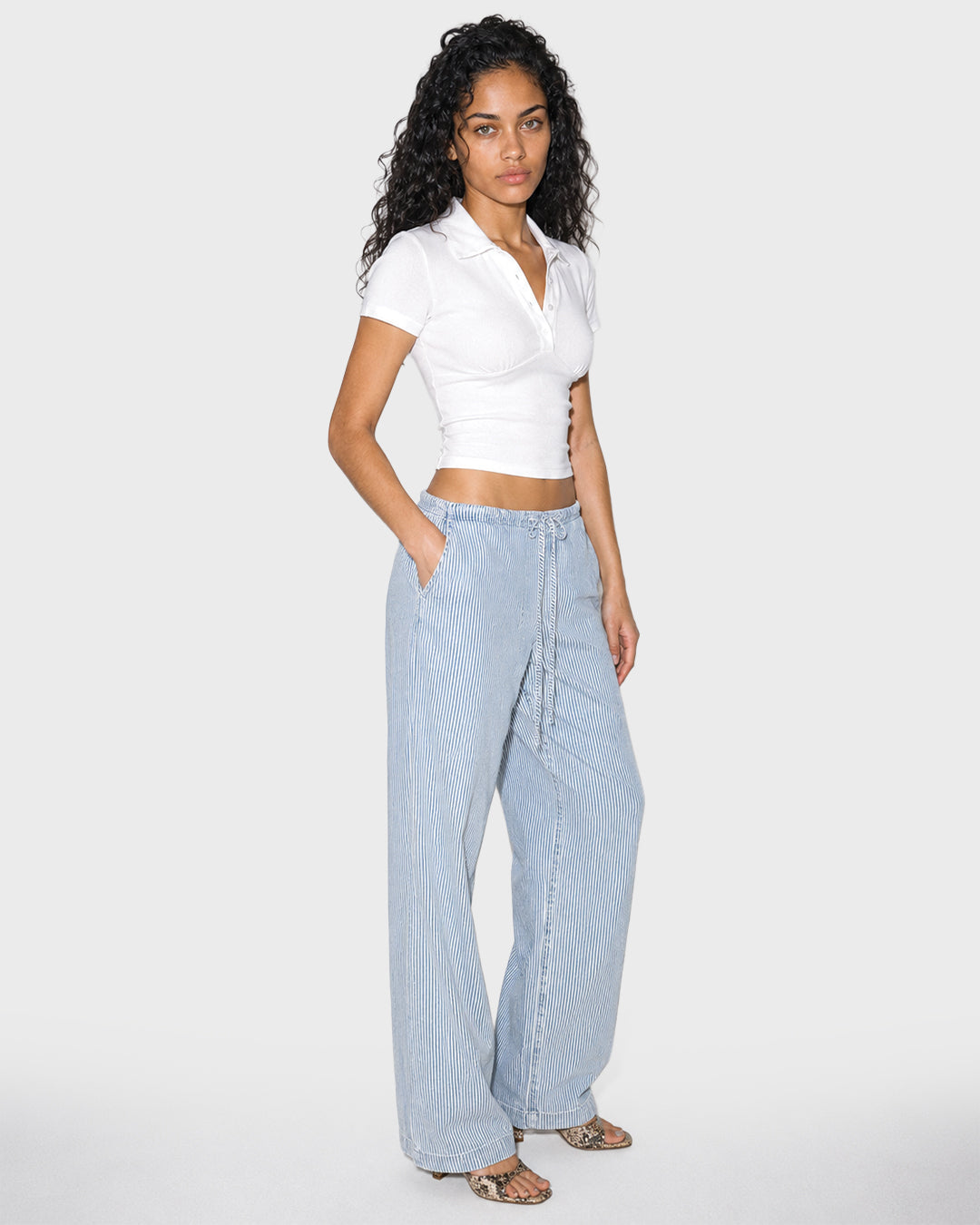 Pinstripe Draw Denim Trouser