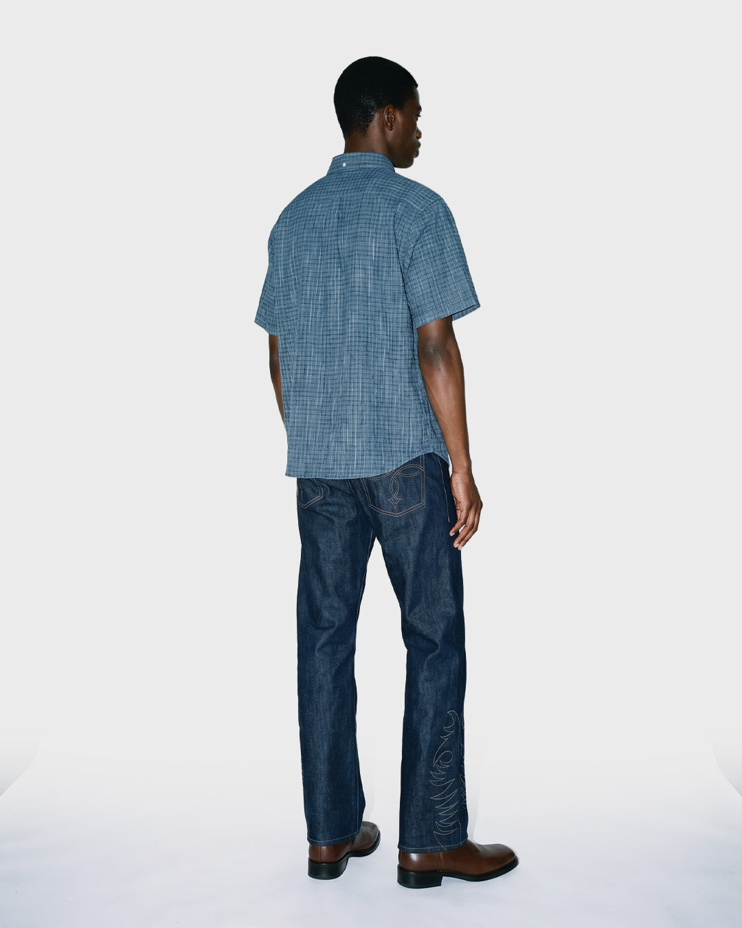 Camicia a quadri goffrata