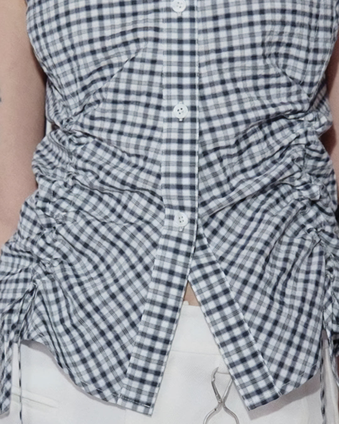 Ruched Gingham Blouse