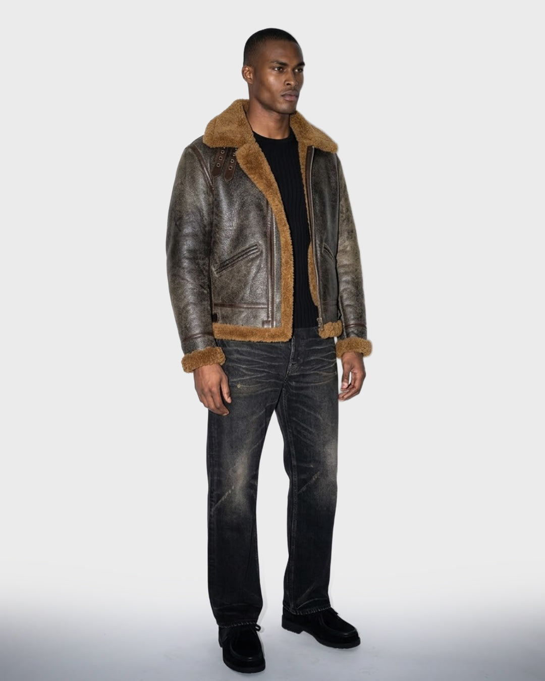 Leather Shearling Flight Jacket