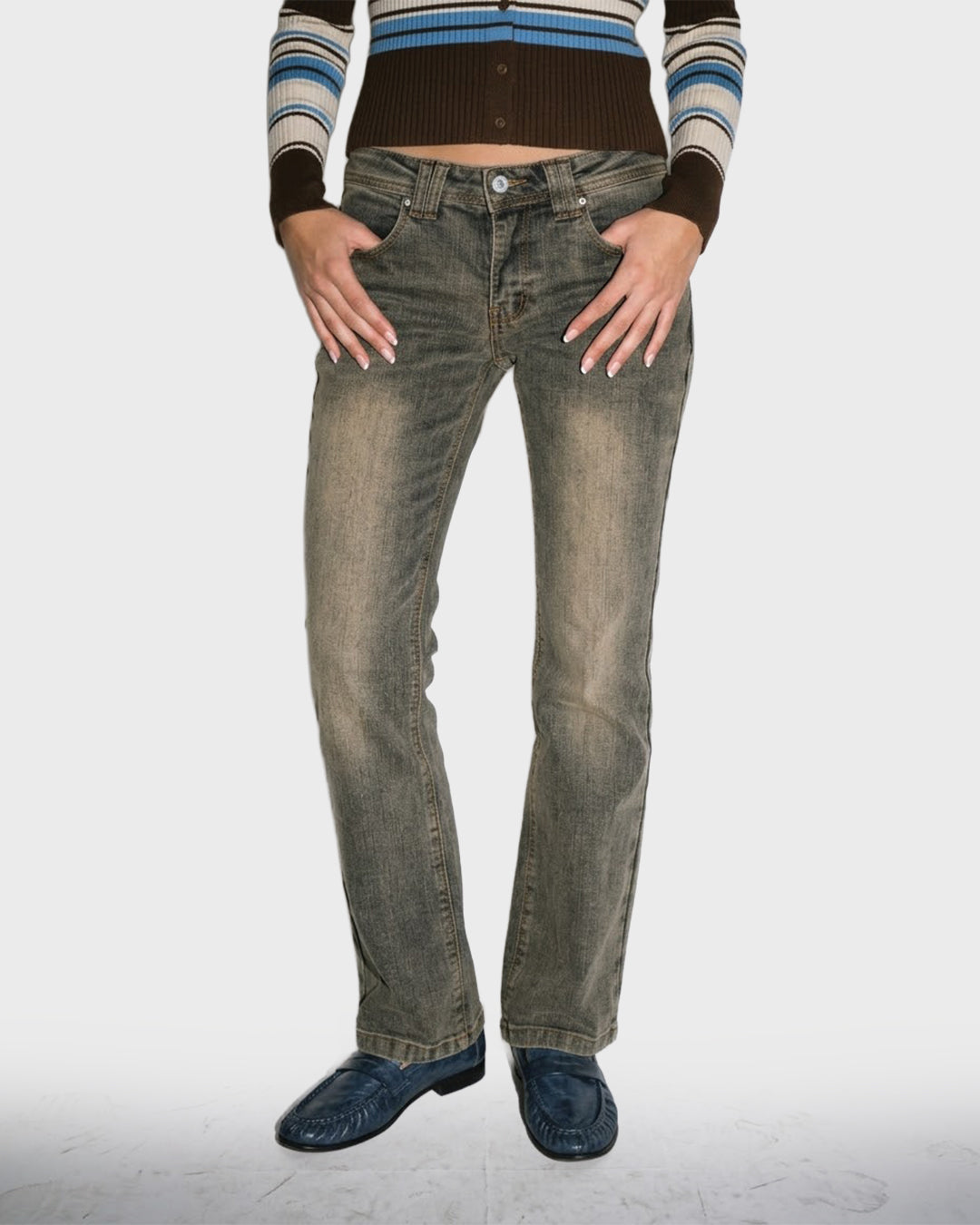 Smoke Wash Low-Rise Jean