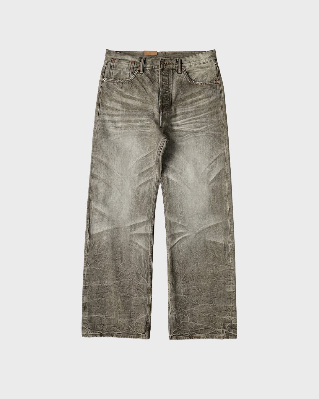 Jeans in denim selvedge oliva