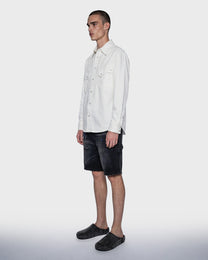 Black Denim Painter Shorts