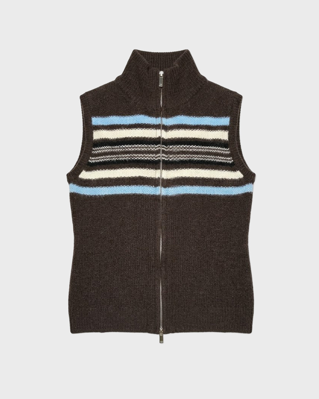 Chest Stripe Wool Zip Vest