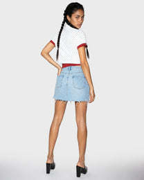 Offset Denim Skirt