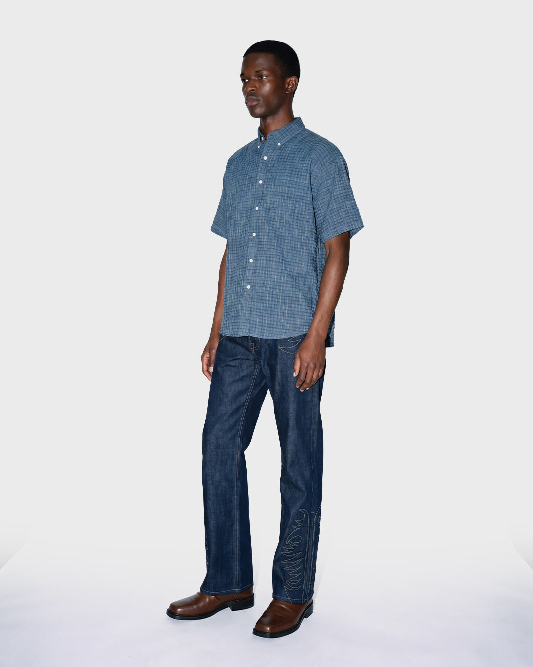 Camicia a quadri goffrata