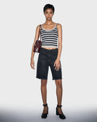 Off Black Frayed Denim Shorts