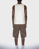 Tobacco Frayed Denim Shorts