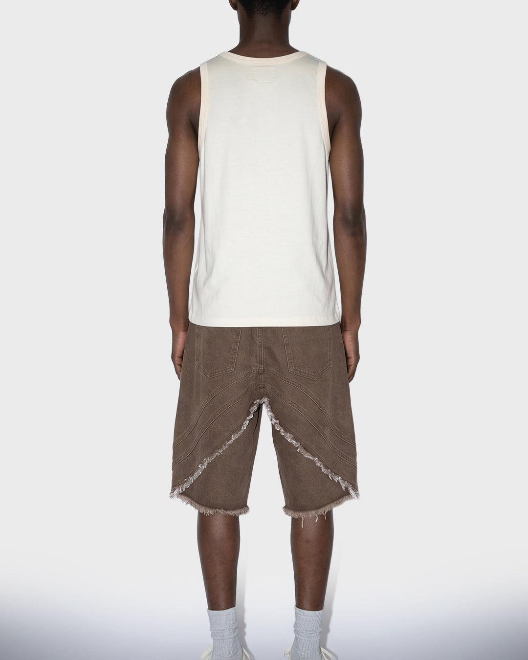 Tobacco Frayed Denim Shorts
