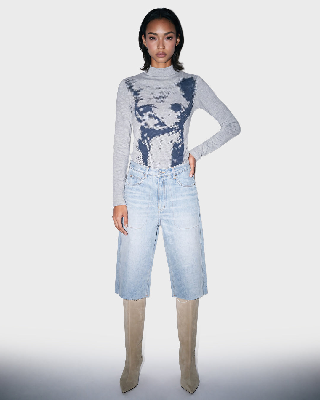 Reverse Denim Capri