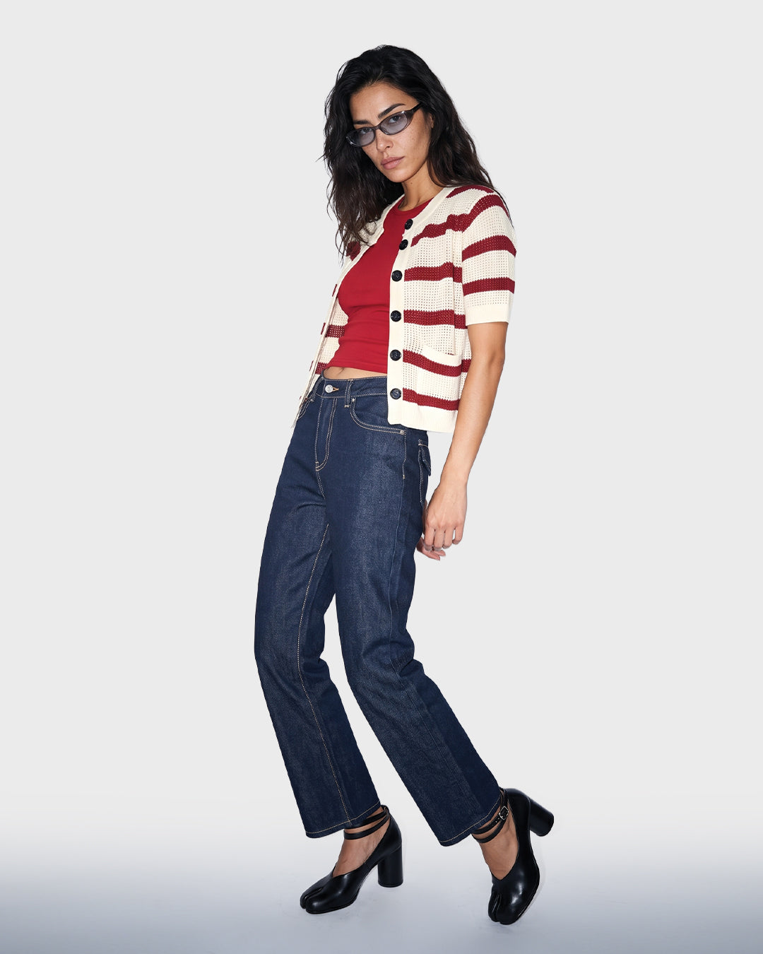 Open Stripe Knit Top