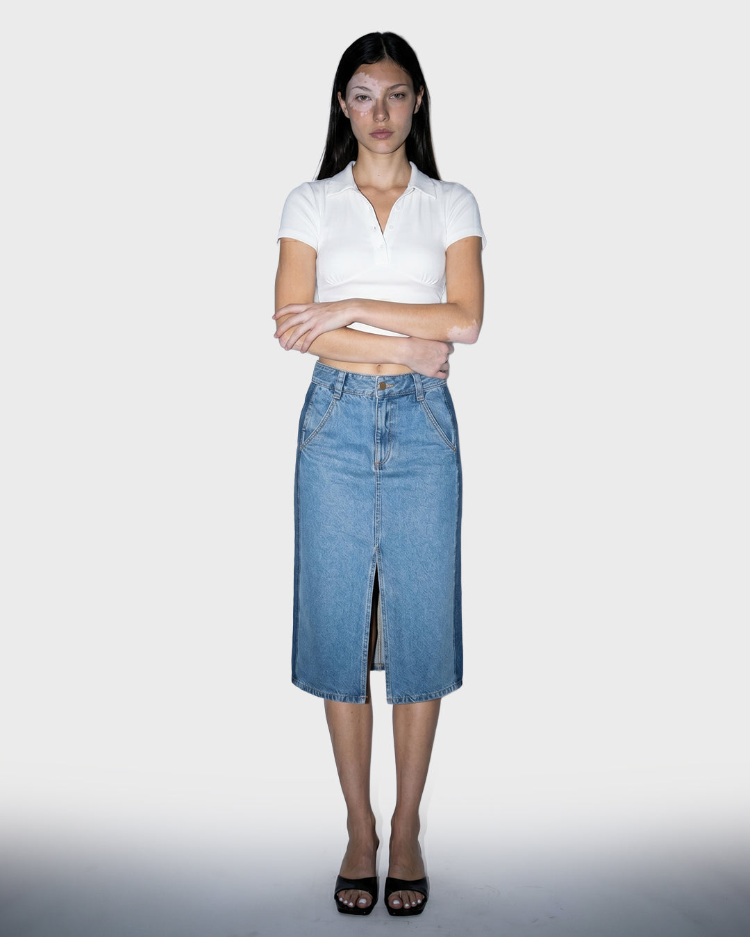 Split Wash Denim Skirt