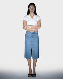 Split Wash Denim Skirt