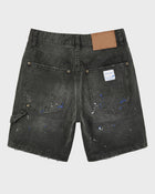 Salopette corta in denim nero
