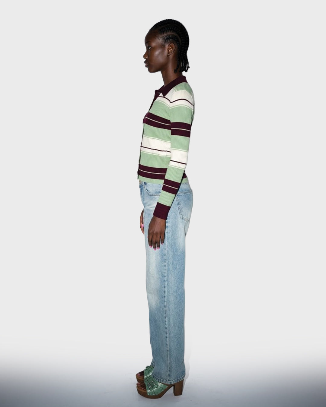 Sage Stripe Knit Cardigan