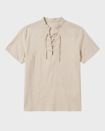 Lace Up Linen T-Shirt