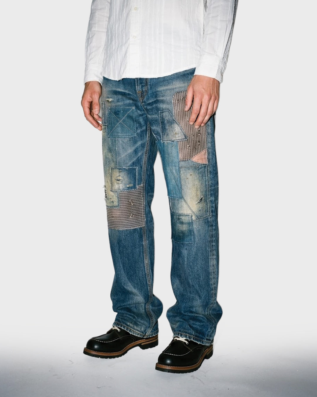 Running Stitch Patchwork Jeans