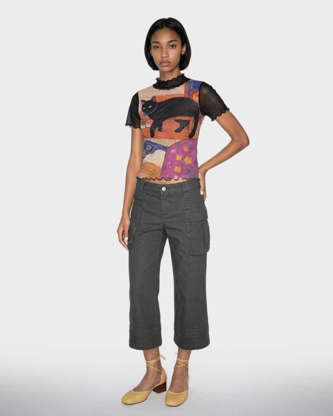 Scallop Sheer Cat Tee