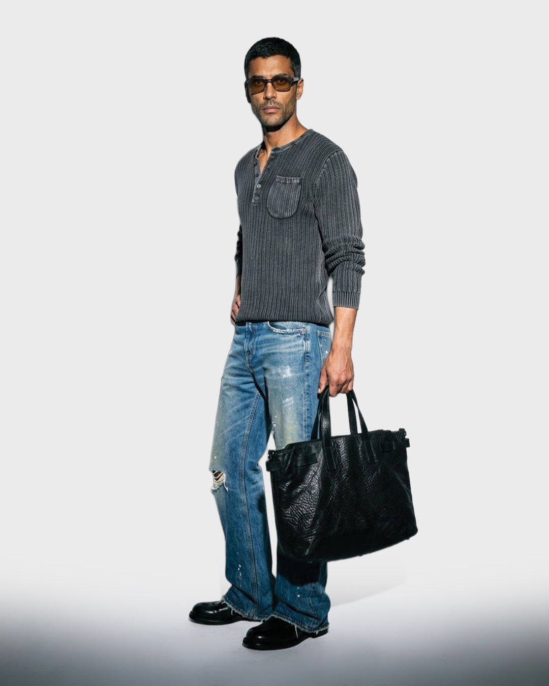 Washed Henley Knit