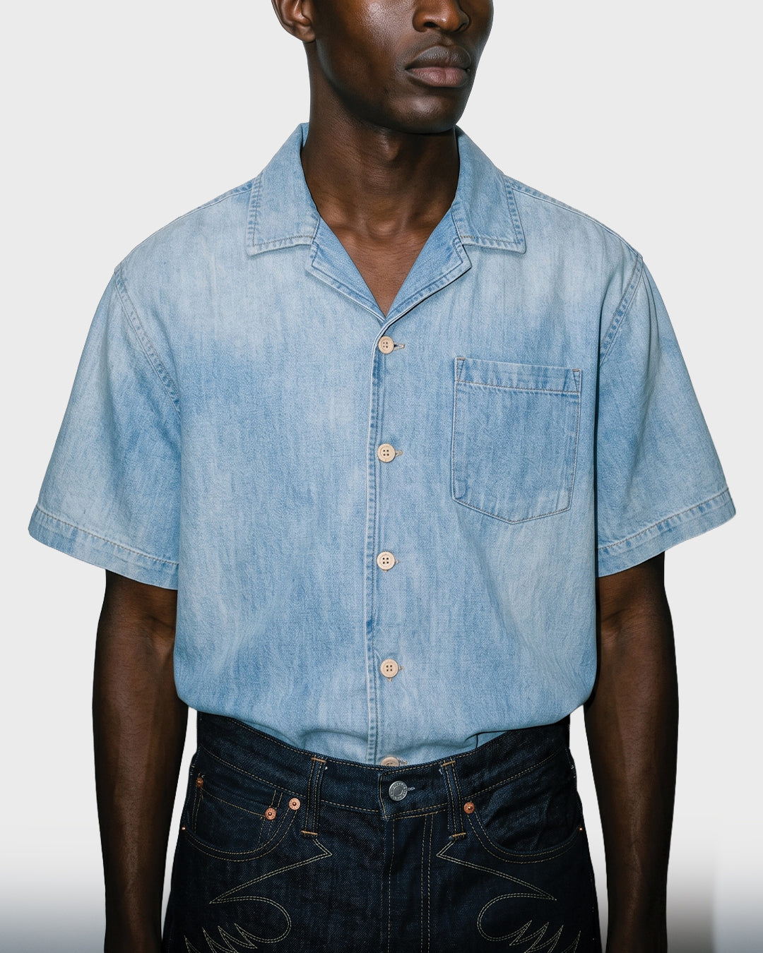 Camicia da campo in morbido indaco