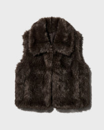 Wide Collar Fur Vest