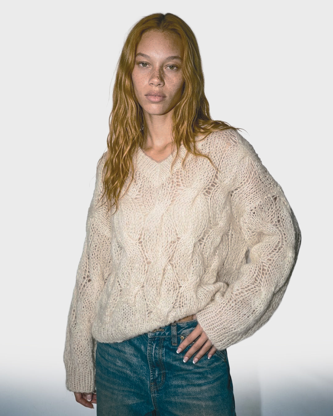 Halo Cable Mohair Sweater