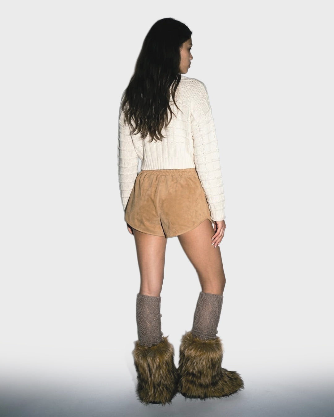 Dolphin Hem Suede Shorts