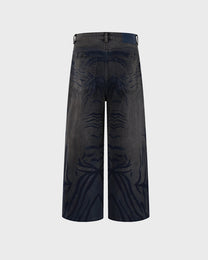 Stripe Bleed Wide Leg Jeans