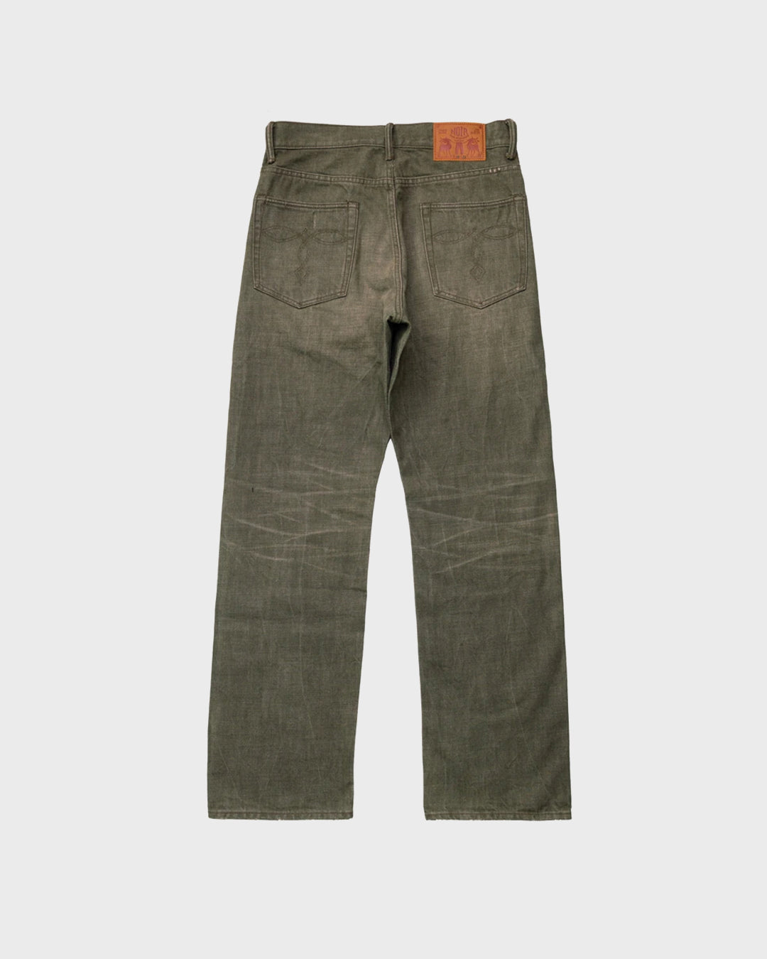 Pantalones Vaqueros de Orillo Oliva de 14oz