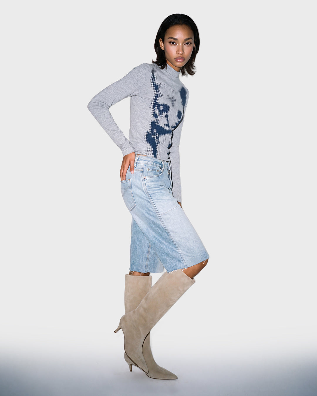 Reverse Denim Capri