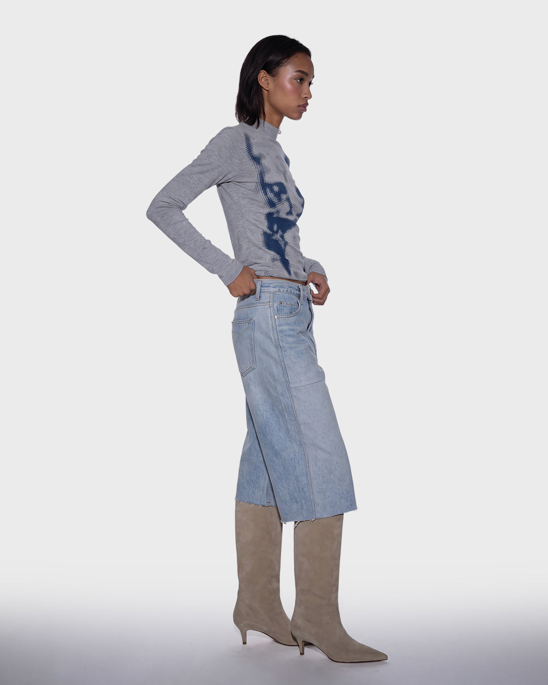 Reverse Denim Capri