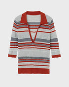 Pointelle Stripe Knit Polo