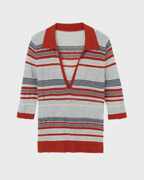 Pointelle Stripe Knit Polo