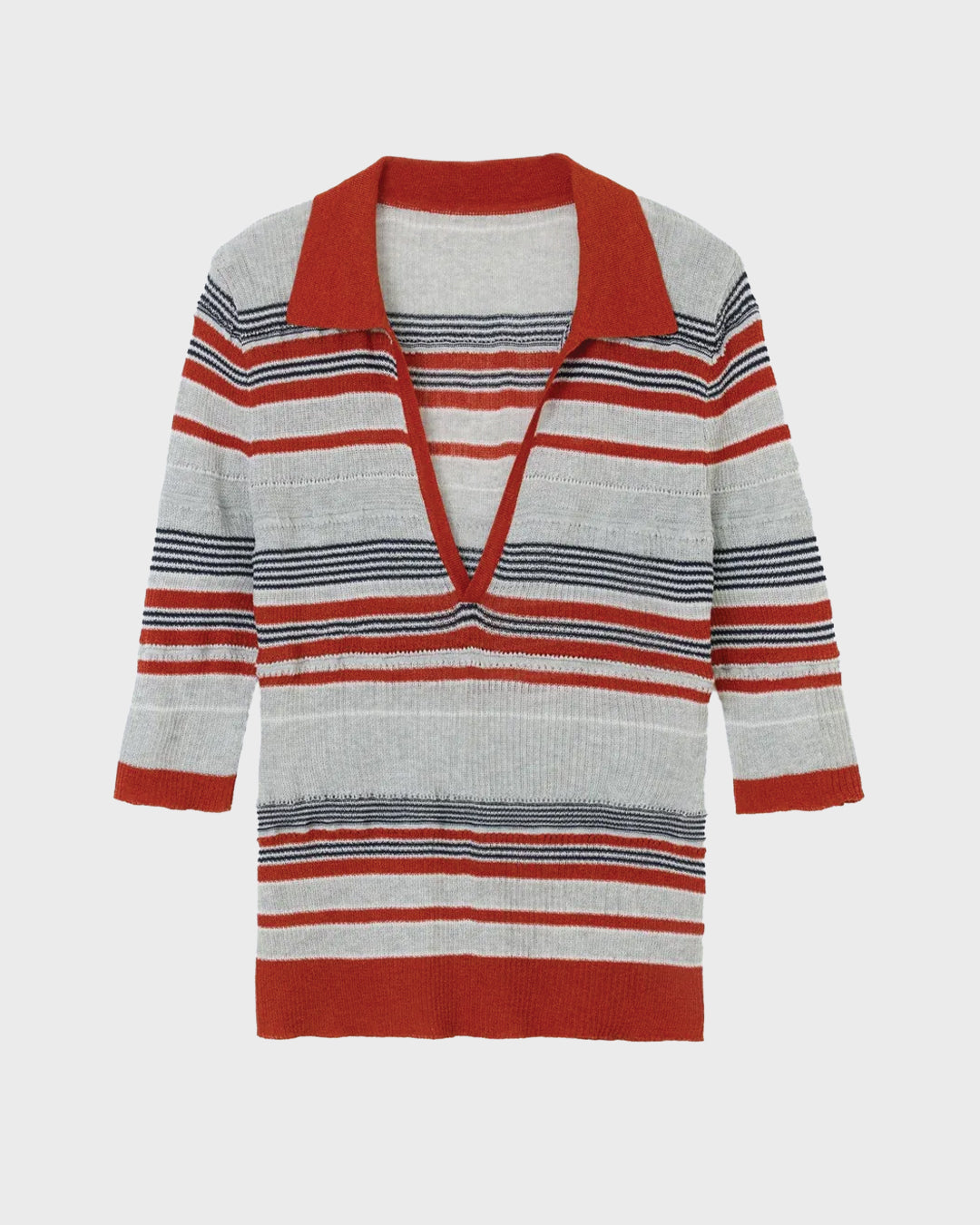 Pointelle Stripe Knit Polo