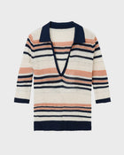 Pointelle Stripe Knit Polo