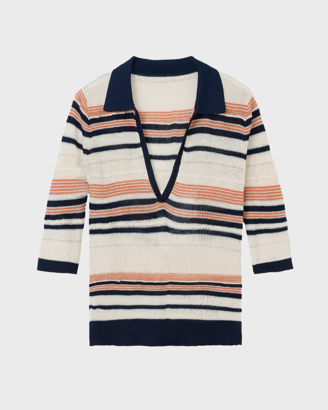 Pointelle Stripe Knit Polo