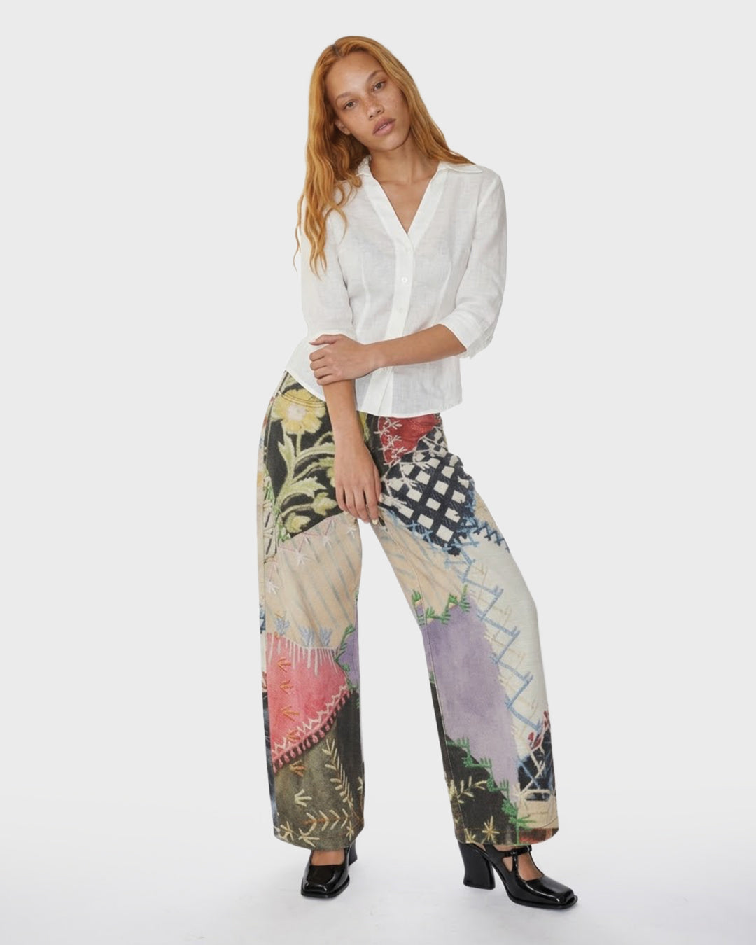 Patchwork Print Jeans